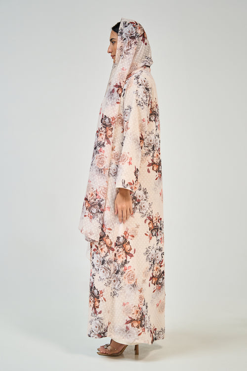 Vintage Rose Layered Floral Abaya – hover image