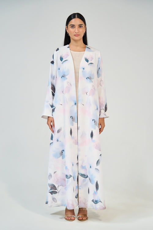 Pastel Watercolor Floral Abaya