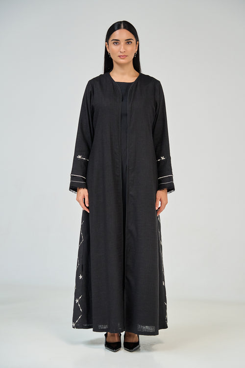 Noir Chevron Embroidered Abaya