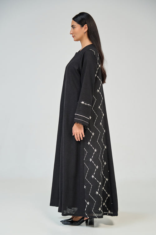 Noir Chevron Embroidered Abaya – hover image