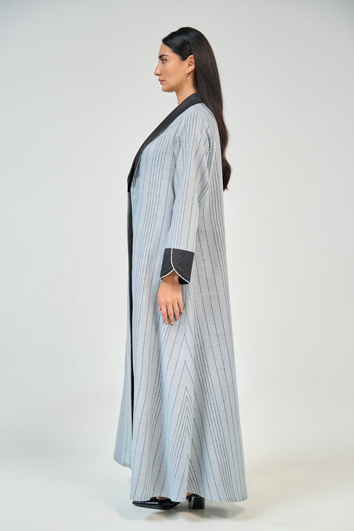 Pinstripe Shawl Collar Abaya – hover image