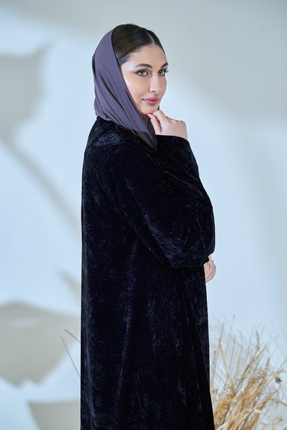 Luxe Black Crushed Velvet Abaya