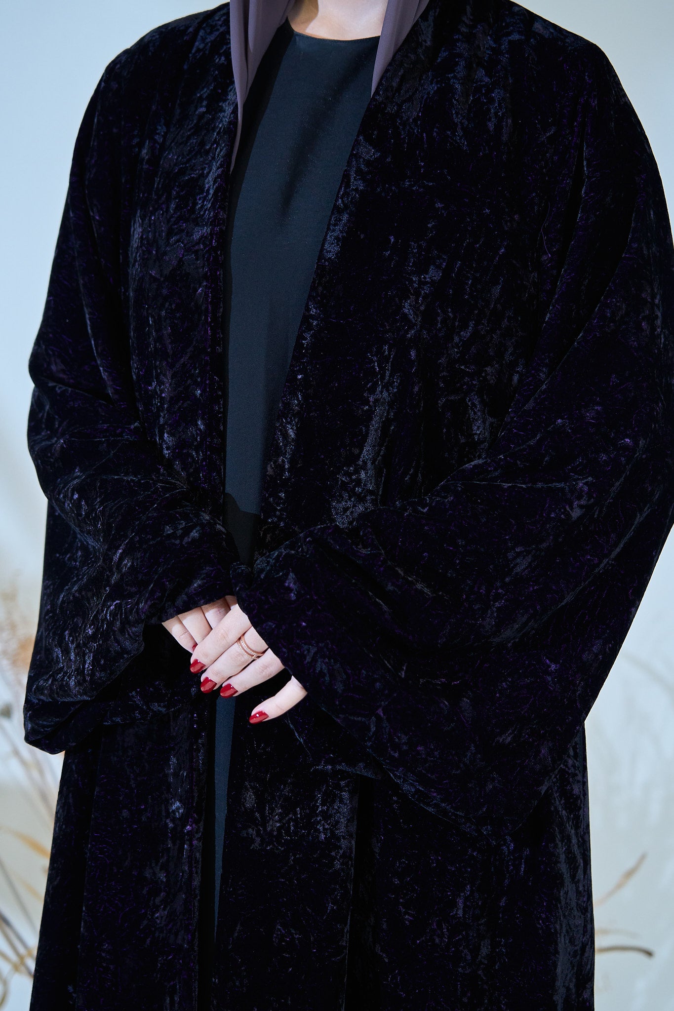 Luxe Black Crushed Velvet Abaya