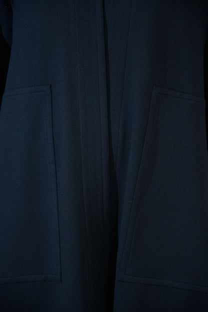 Minimalist Structured Black Abaya with Wide Sleeves & Clean Panel Detailing