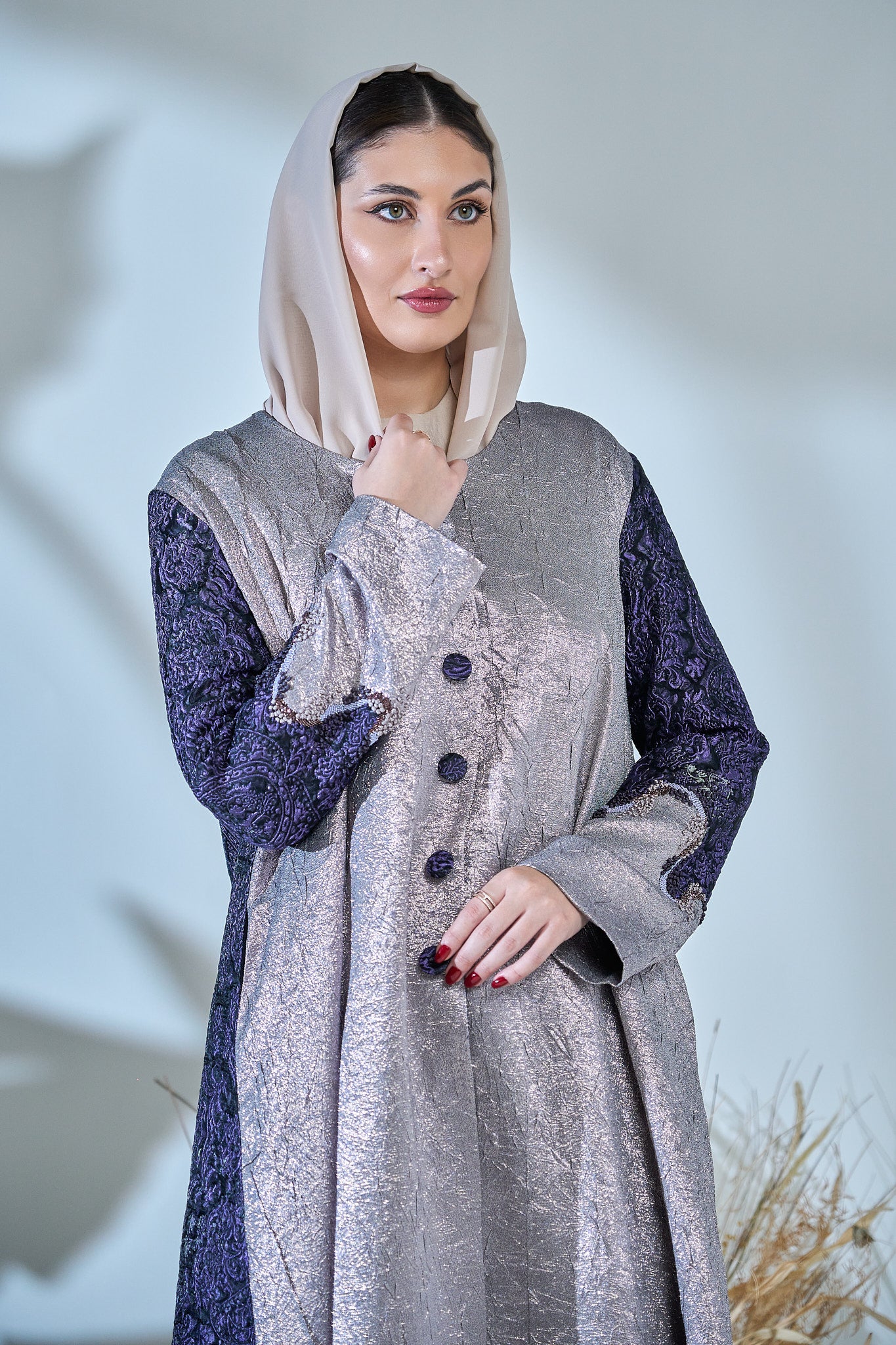 Amethyst Royale Textured Panel Abaya