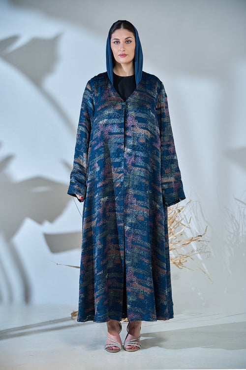 Abstract Horizon Textured Jade Abaya