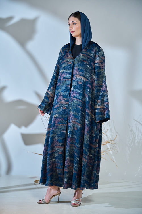 Abstract Horizon Textured Jade Abaya – hover image