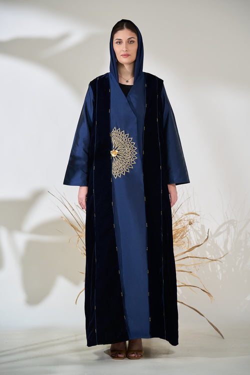 Regal Midnight Bloom Embellished Abaya