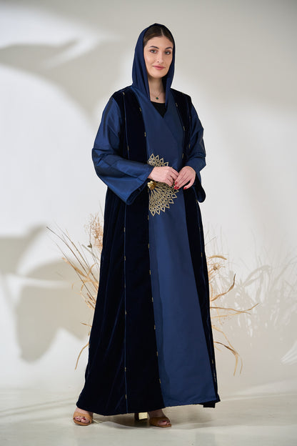 Regal Midnight Bloom Embellished Abaya