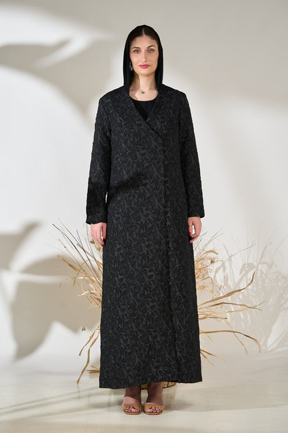 Maison Élise Noir Jacquard Abaya Product Description