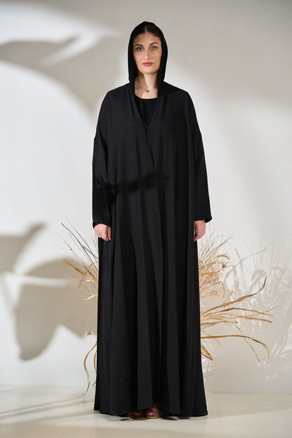 Eclipse Noir Abaya with Back Flora Shadow Print