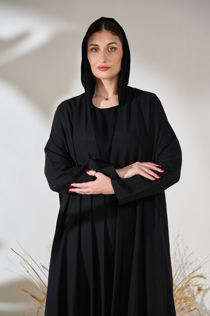 Eclipse Noir Abaya with Back Flora Shadow Print