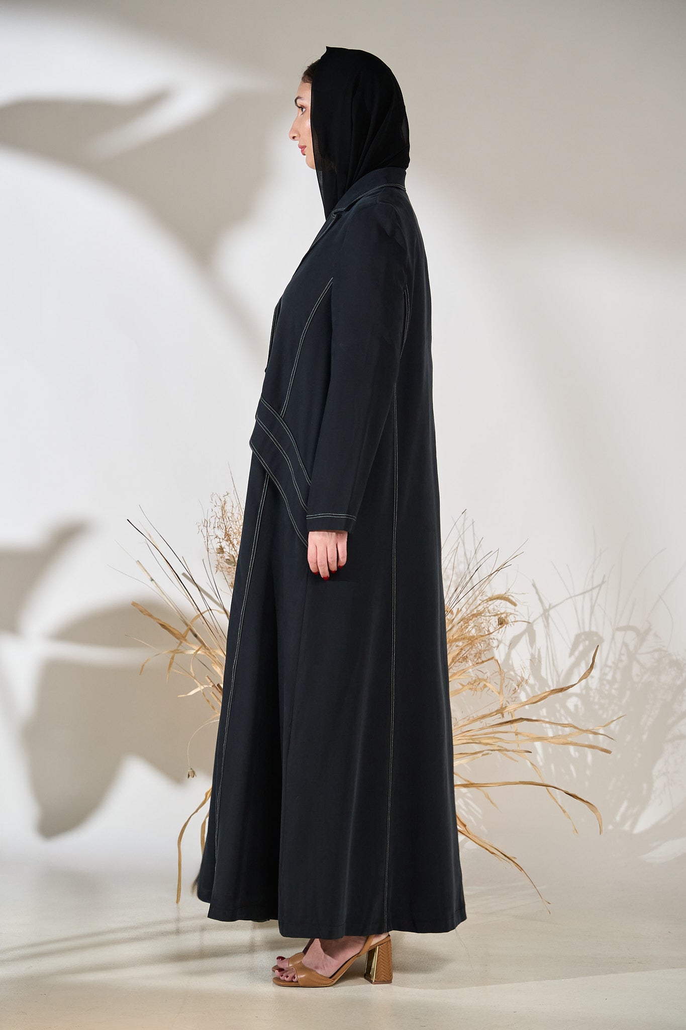 Midnight Structured Panel Cupro Abaya