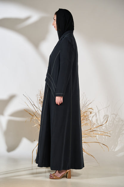 Midnight Structured Panel Cupro Abaya