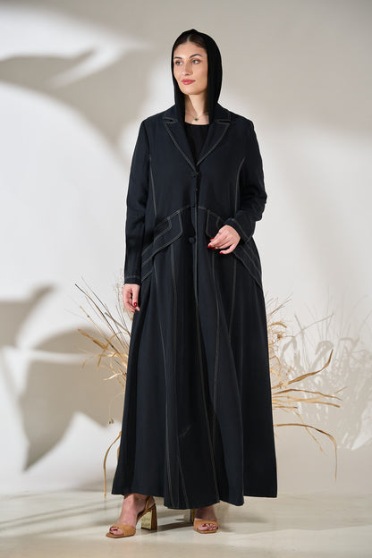 Midnight Structured Panel Cupro Abaya