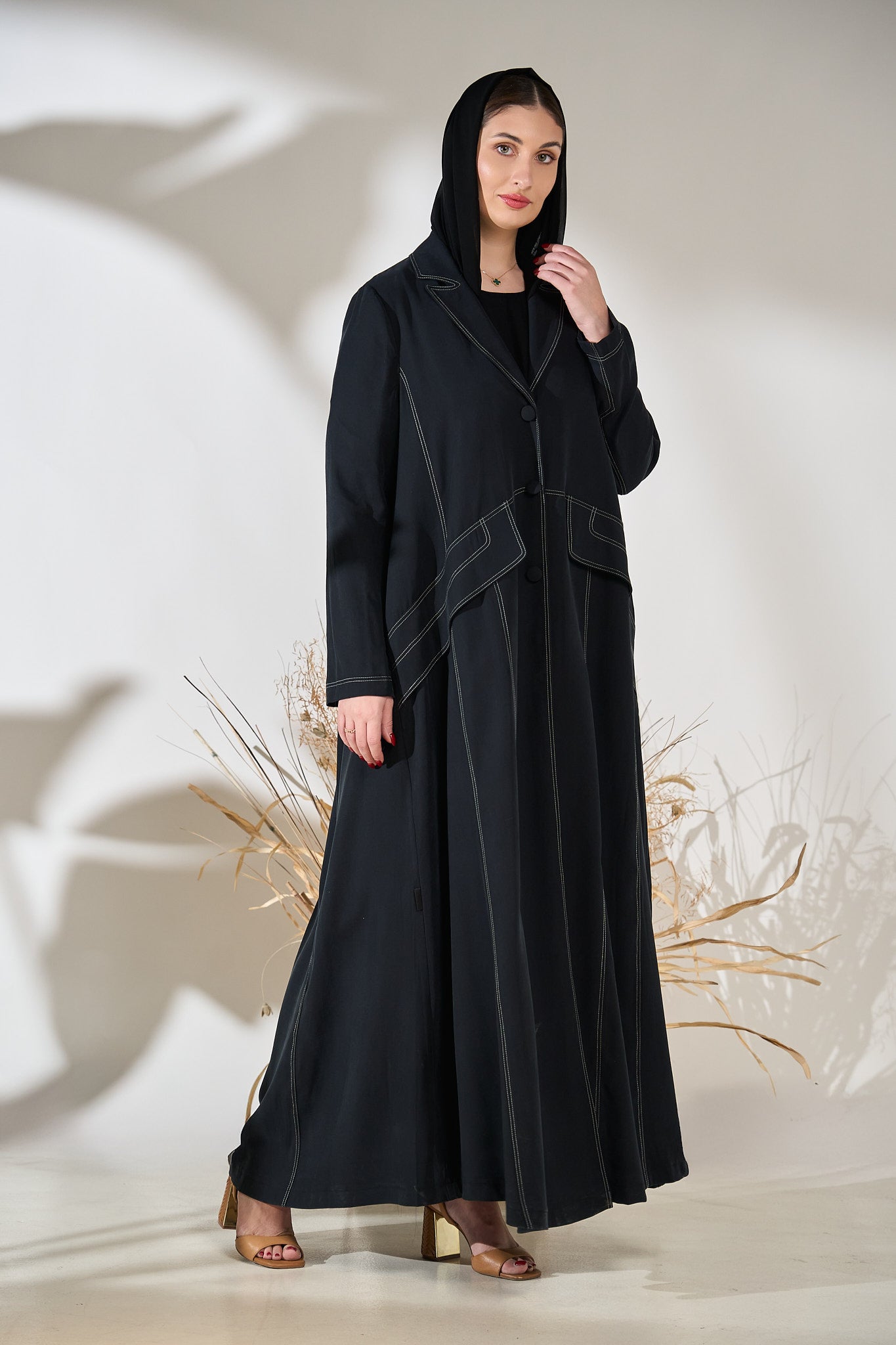 Midnight Structured Panel Cupro Abaya