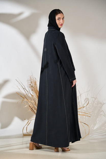 Midnight Structured Panel Cupro Abaya