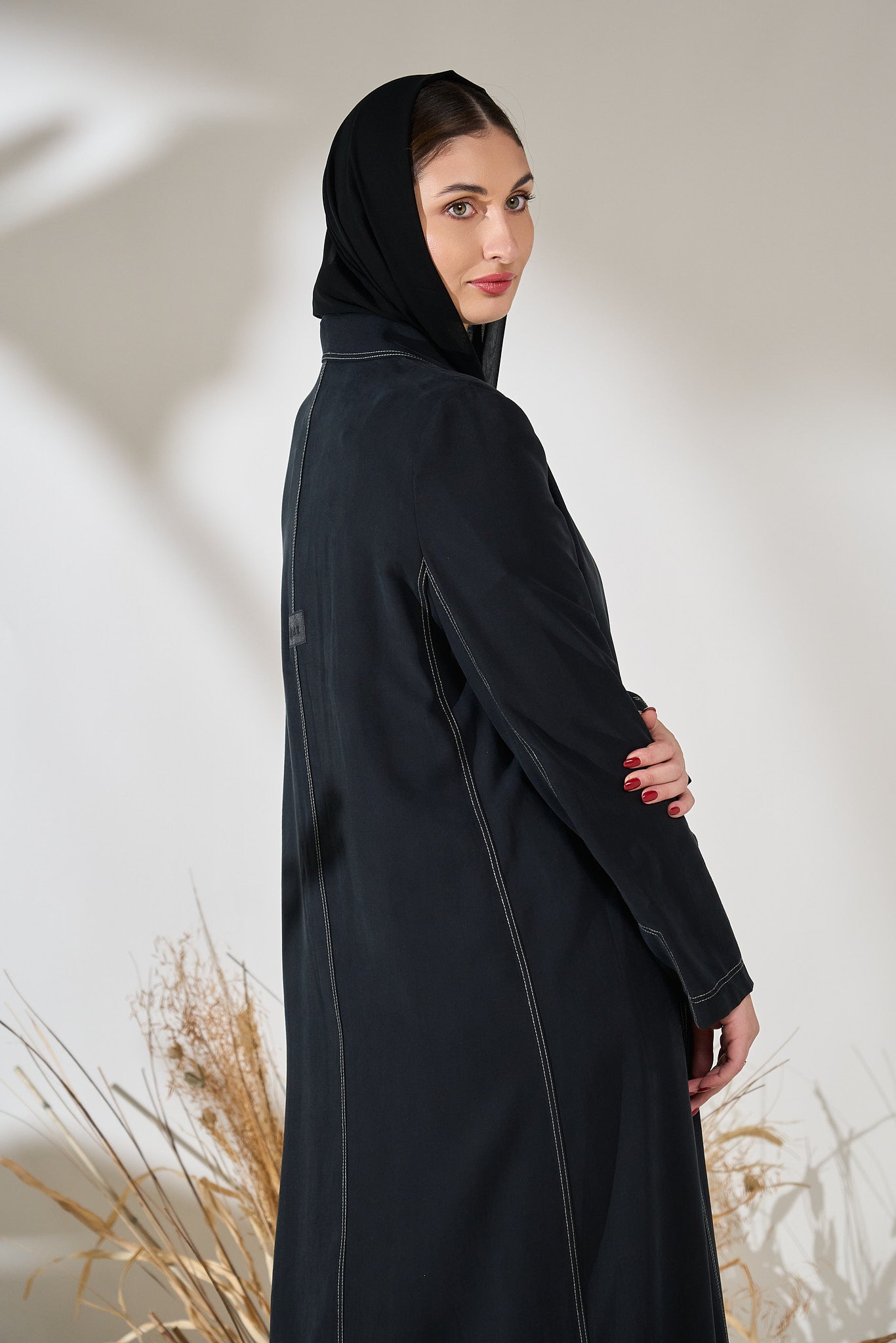Midnight Structured Panel Cupro Abaya