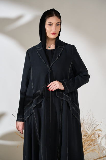 Midnight Structured Panel Cupro Abaya