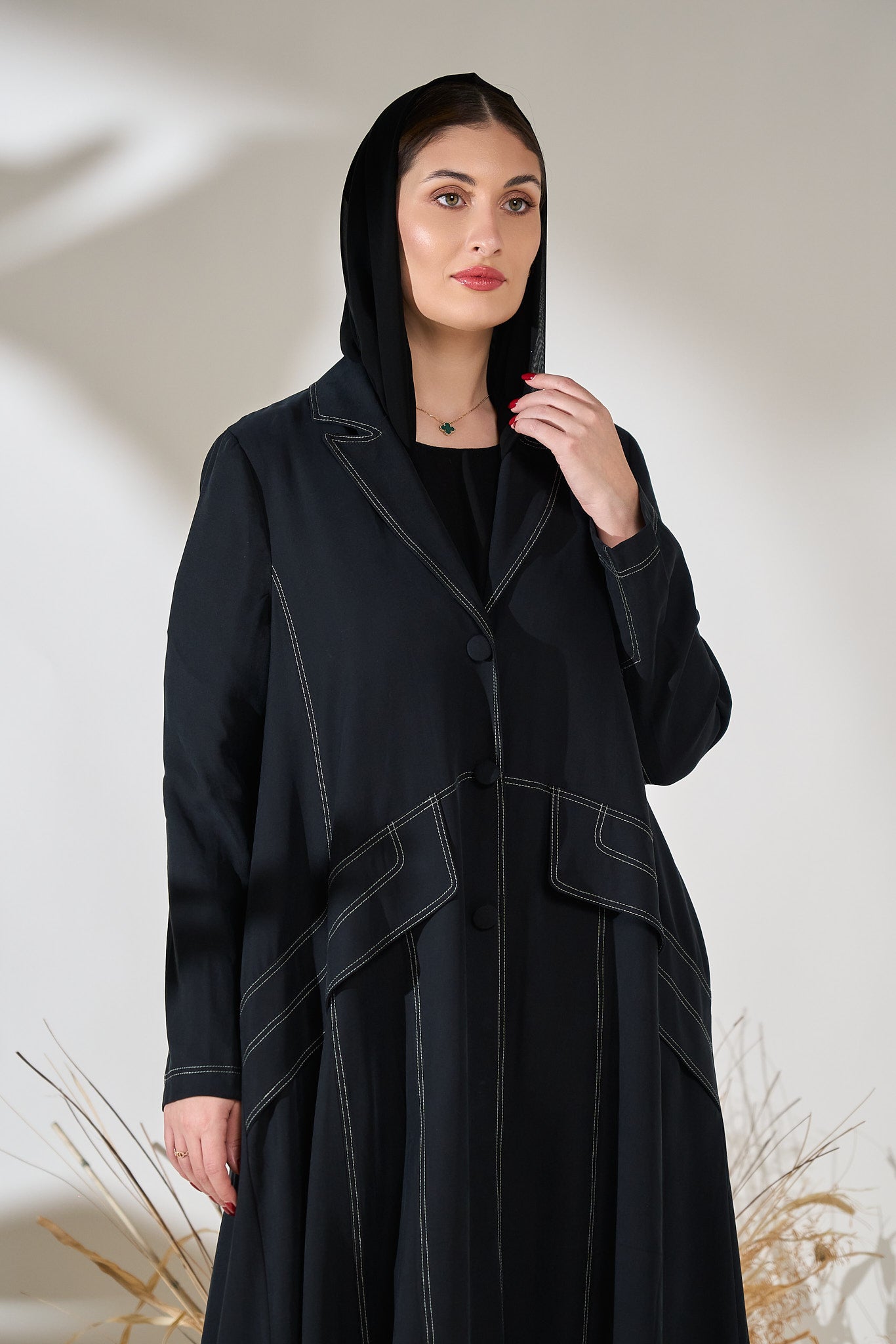 Midnight Structured Panel Cupro Abaya