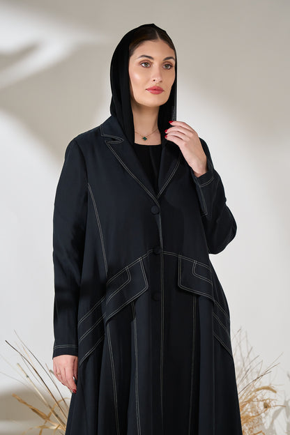 Midnight Structured Panel Cupro Abaya