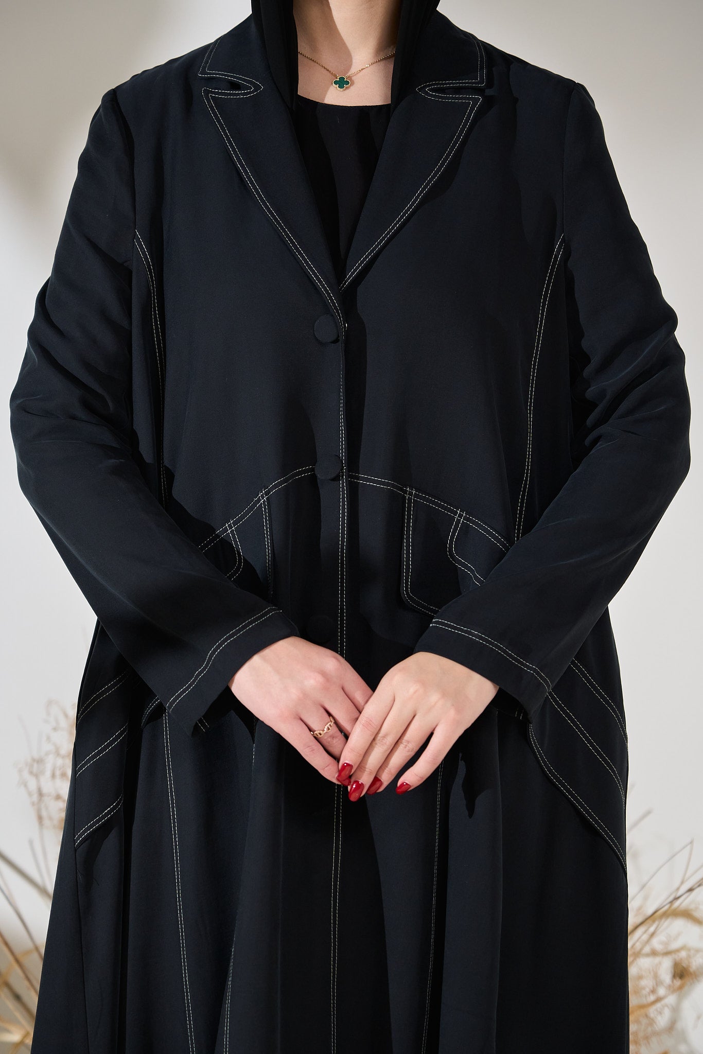 Midnight Structured Panel Cupro Abaya