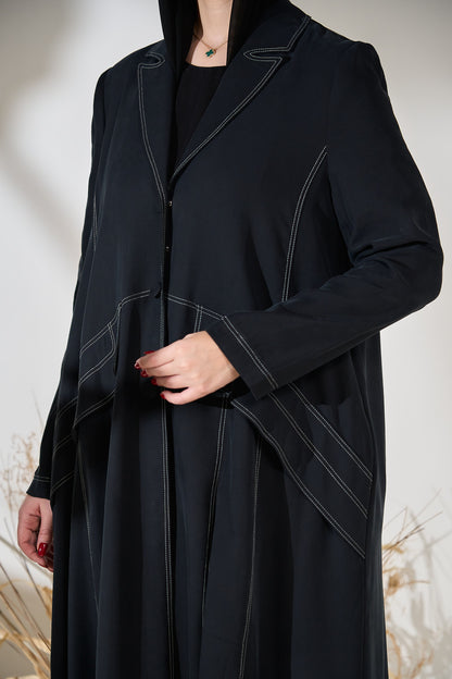 Midnight Structured Panel Cupro Abaya