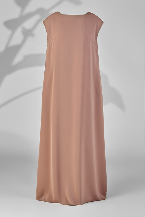 Celeste Crepe Chic Peach Essential Inner Dress Abaya – hover image