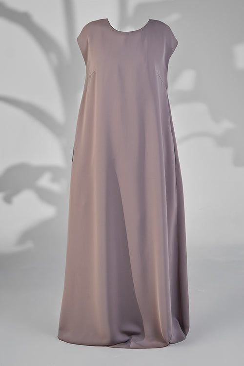 Celeste Crepe Taupe Gray Essential Inner Dress Abaya – hover image