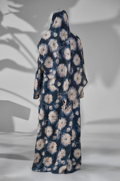 Bloom Floral Crepe Open Abaya with Matching Sheila