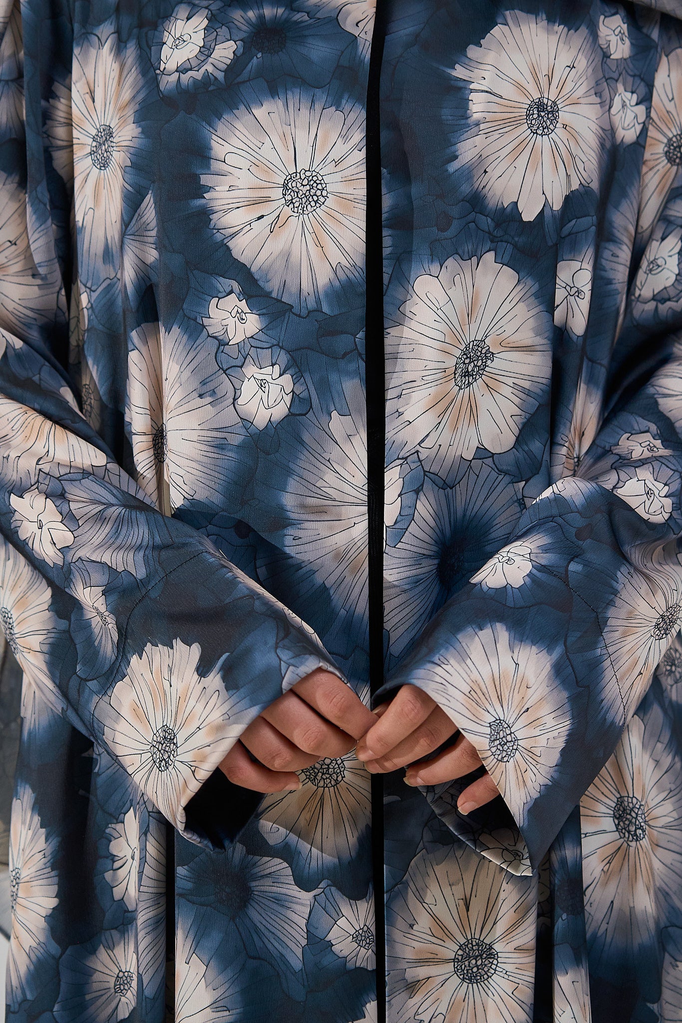 Bloom Floral Crepe Open Abaya with Matching Sheila