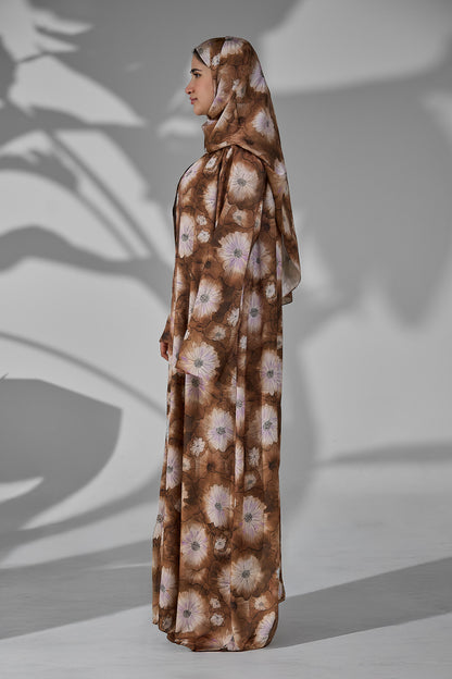 Bloom Floral Crepe Open Abaya with Matching Sheila