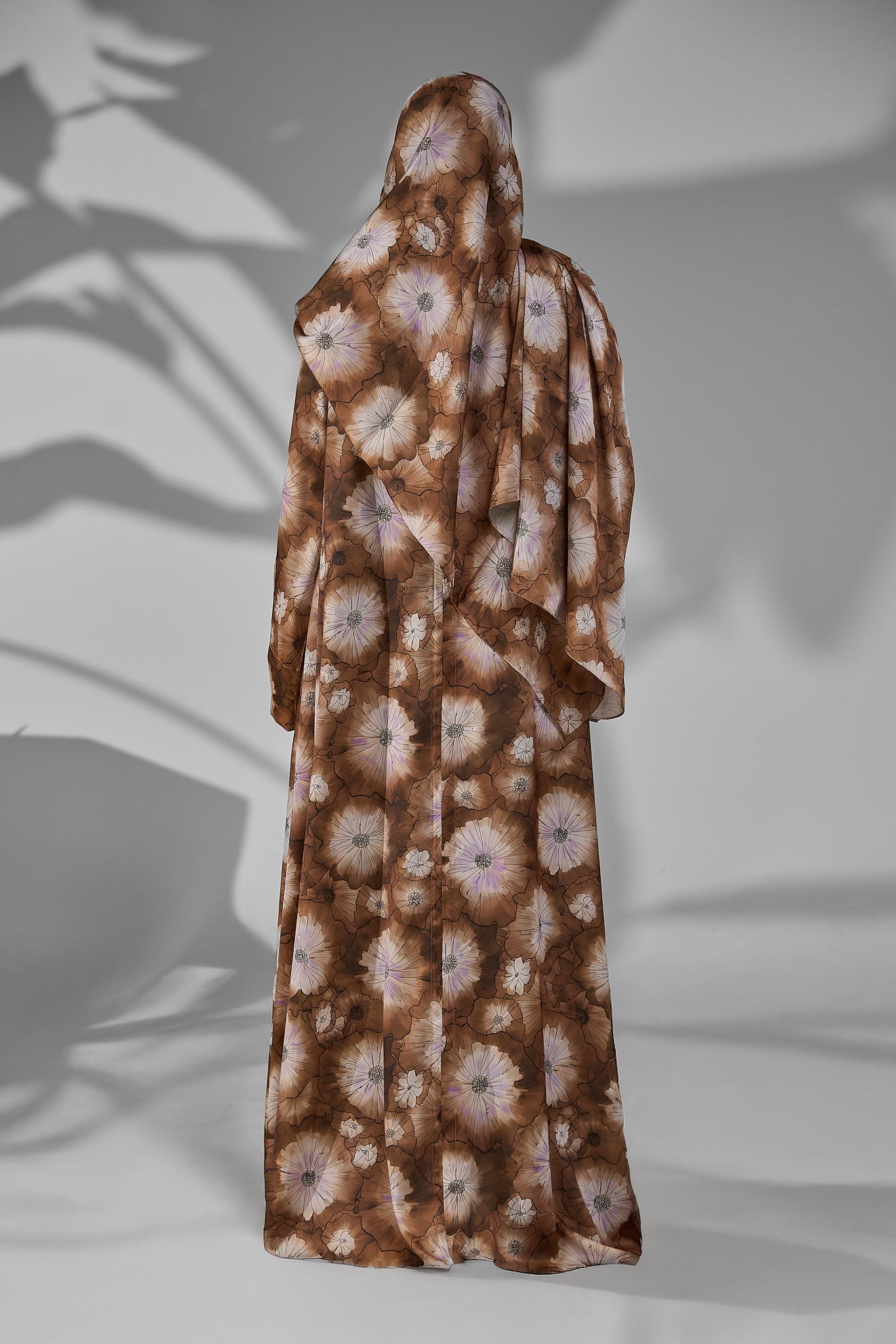 Bloom Floral Crepe Open Abaya with Matching Sheila