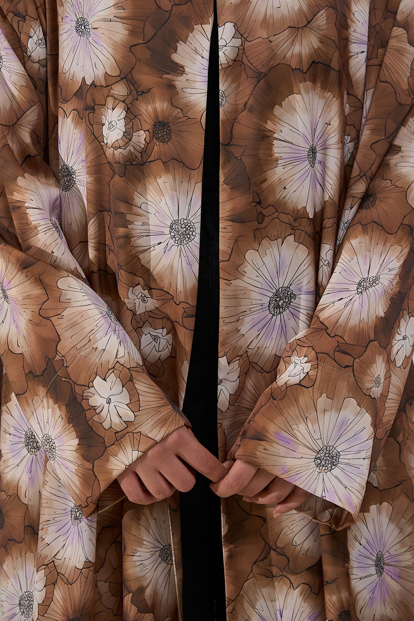 Bloom Floral Crepe Open Abaya with Matching Sheila