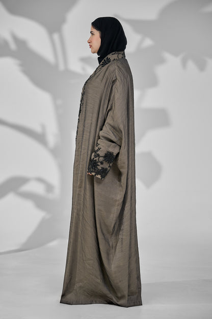 Premium Hand Beaded Floral Open Abaya