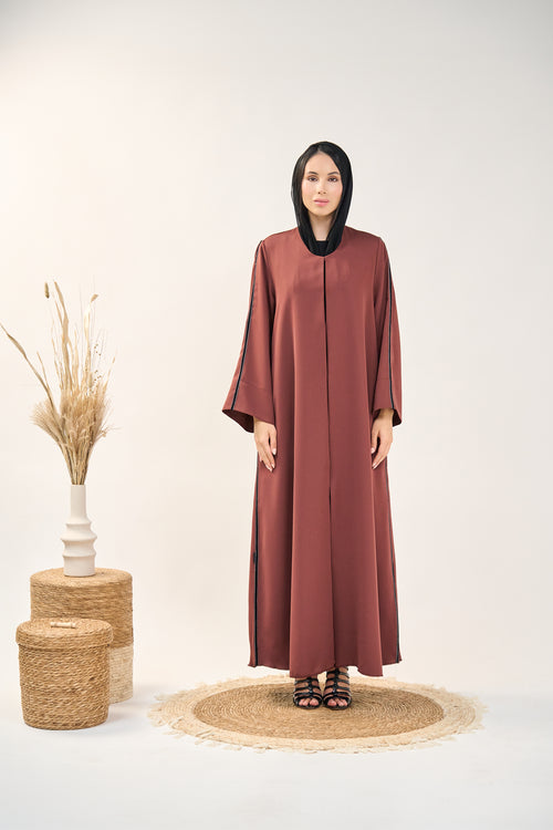 Modern Abaya with Contrast Trim and Wide Sleeves