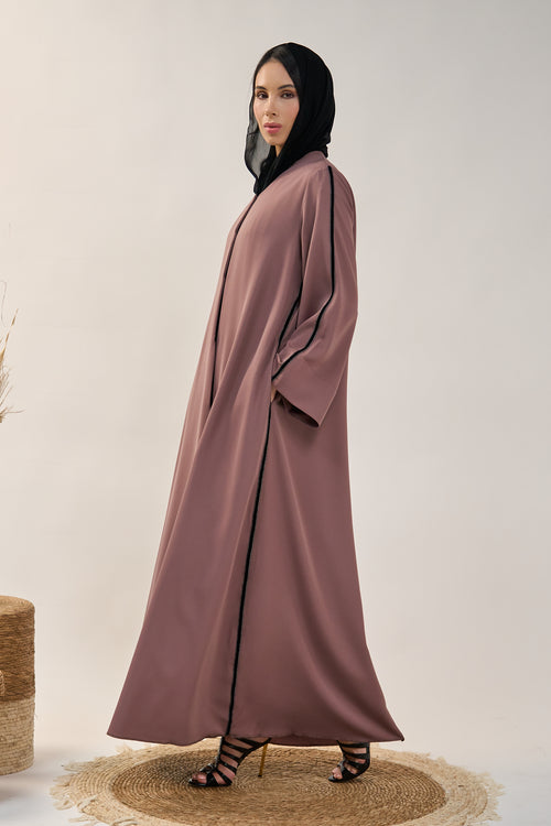 Modern Abaya with Contrast Trim and Wide Sleeves – hover image