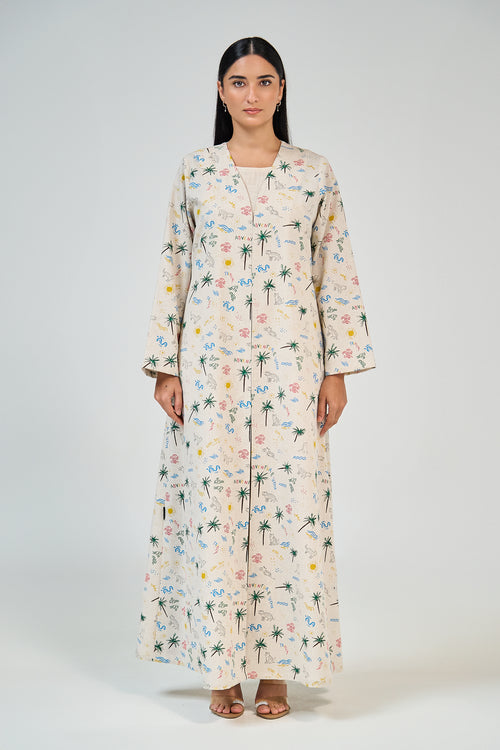 Adventure Print Casual Abaya