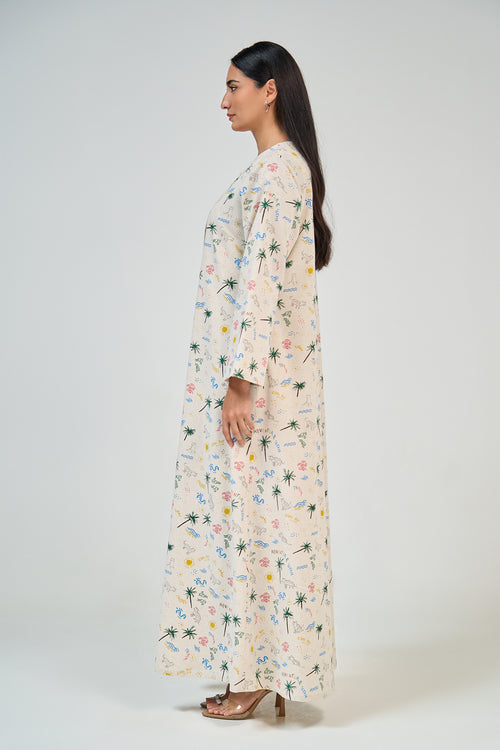 Adventure Print Casual Abaya – hover image