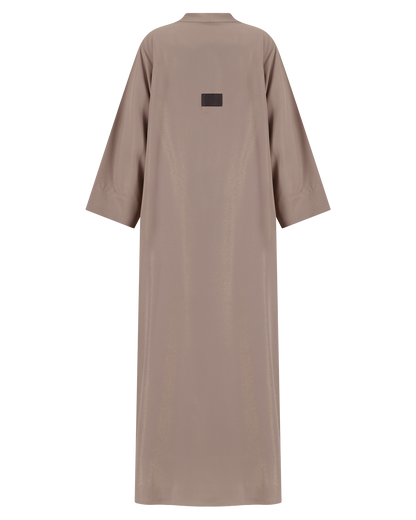 Mocha Matte Abaya مع زر الزر النسيج
