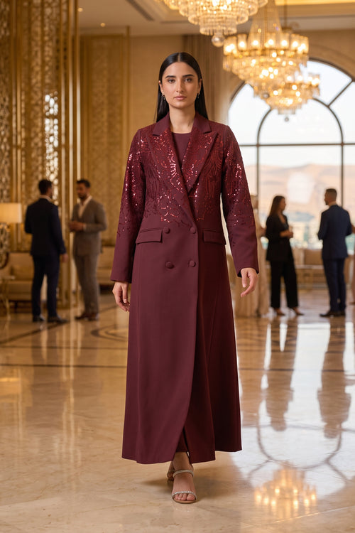 Burgundy Royale Sequin Abaya