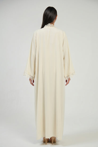 Ivory Bloom Lace Abaya