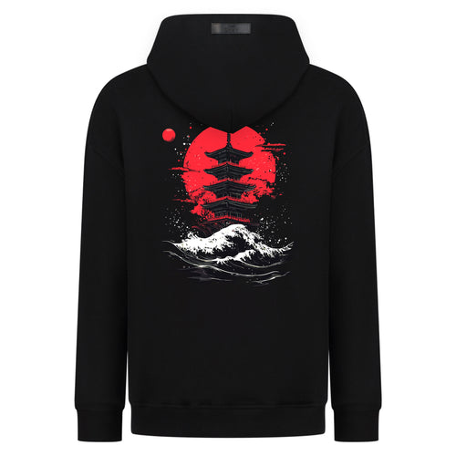 Red Moon Over Kyoto  - Digital Print Design - Hoodie – hover image