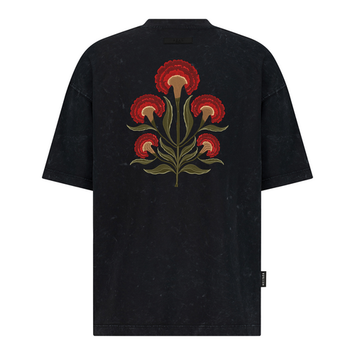Symmetrical Carnation Bouquet - Embroidery - Oversized T-Shirt – hover image