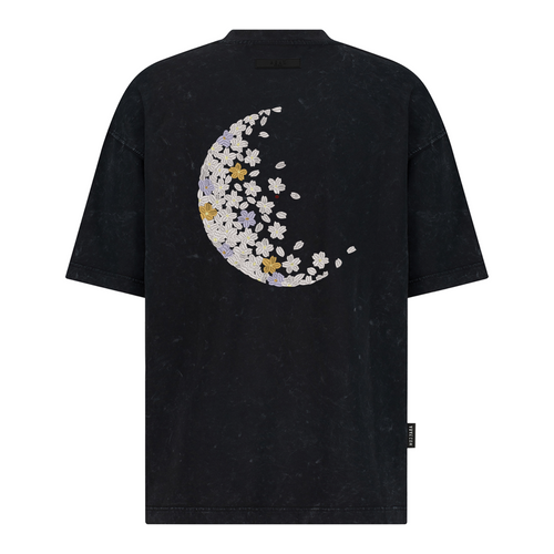 Falling Petal Crescent - Embroidery - Oversized T-Shirt