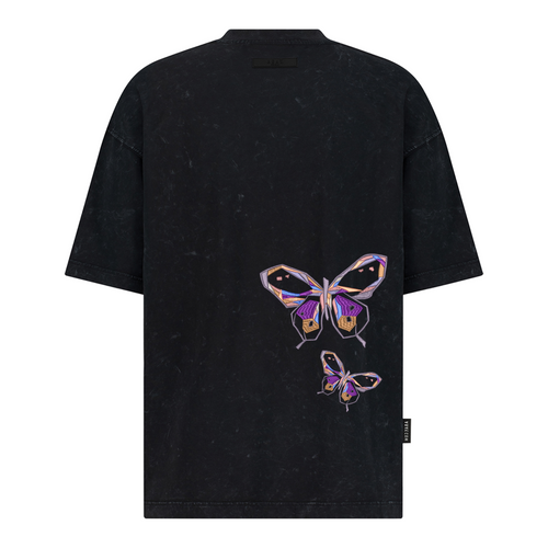 Geometric Stylized Butterfly - Embroidery - Oversized T-Shirt – hover image