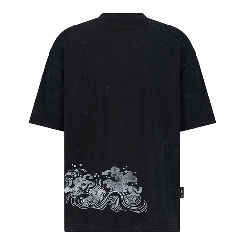 Ocean Wave and Cloud - Embroidery - Oversized T-Shirt – hover image