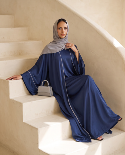 Elegant Glossy Navy Abaya