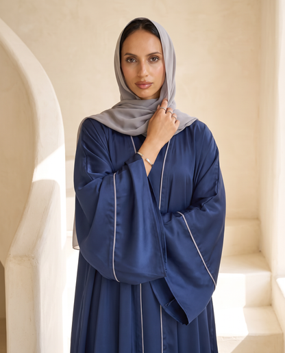 Elegant Glossy Navy Abaya