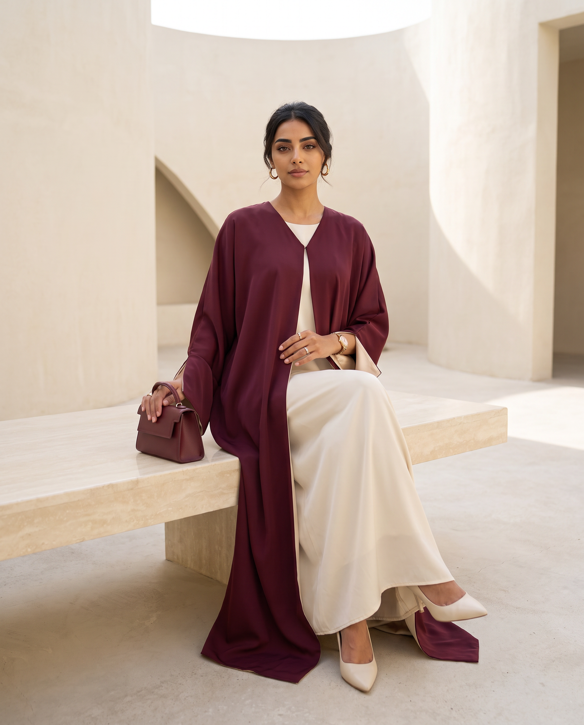 Meridian Burgundy Abaya